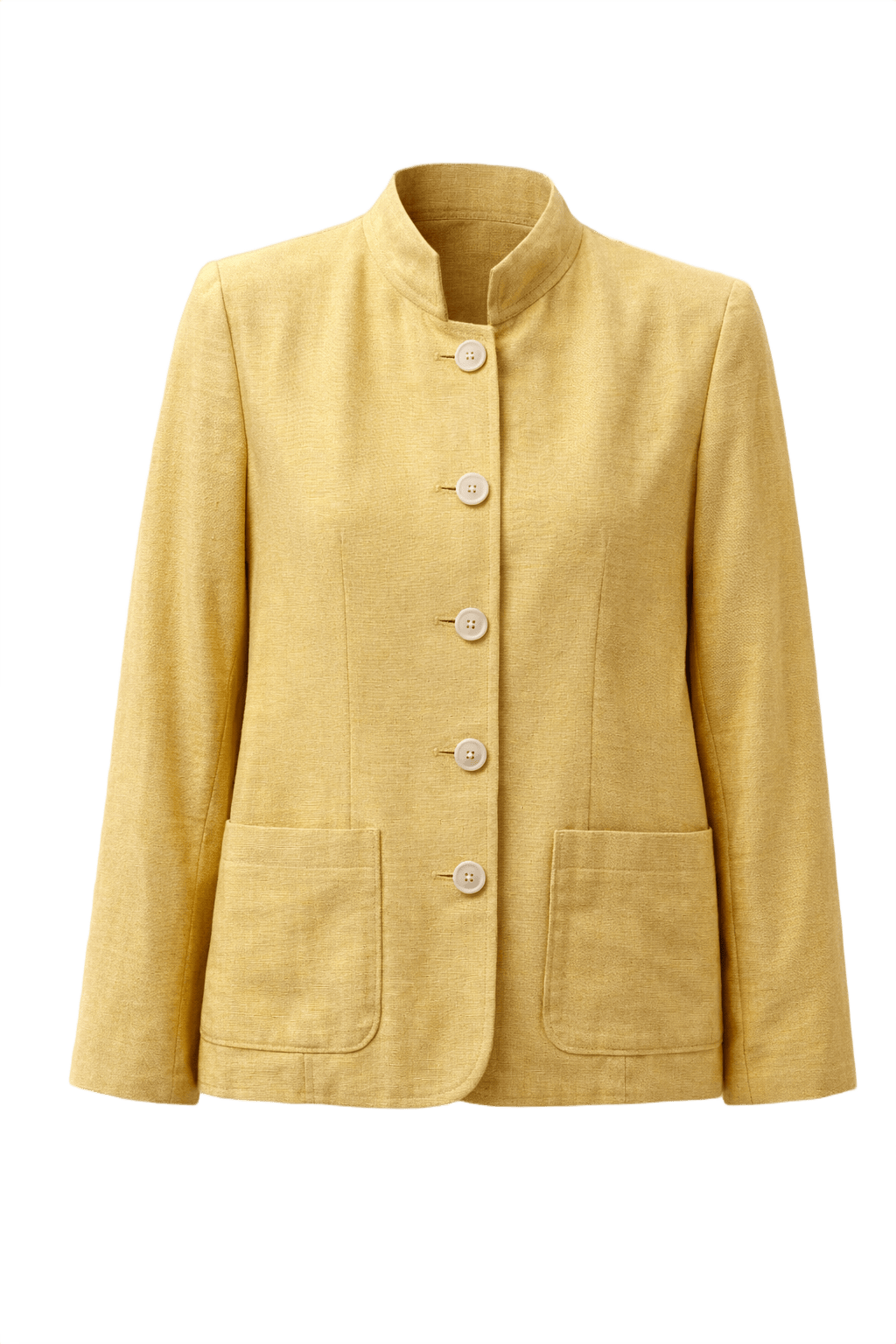 1980s Mustard Yellow Cotton Blend Jacket - Front View