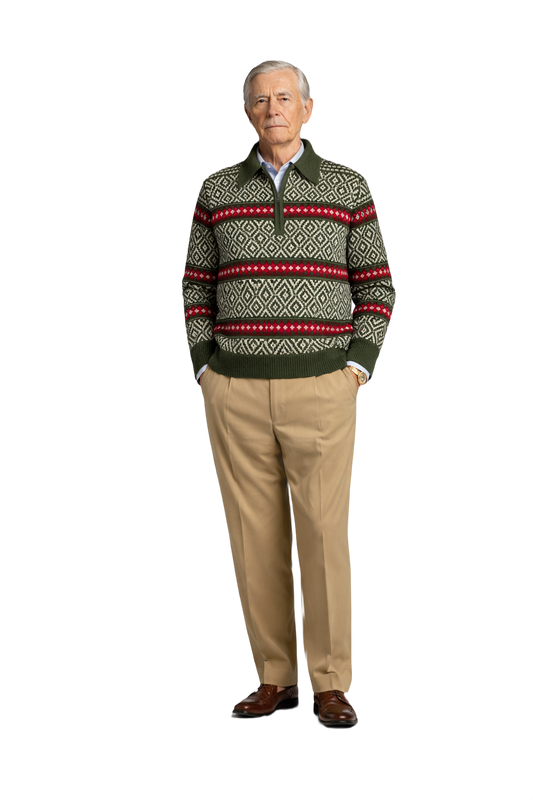 1960s Green Wool Sweater - Model