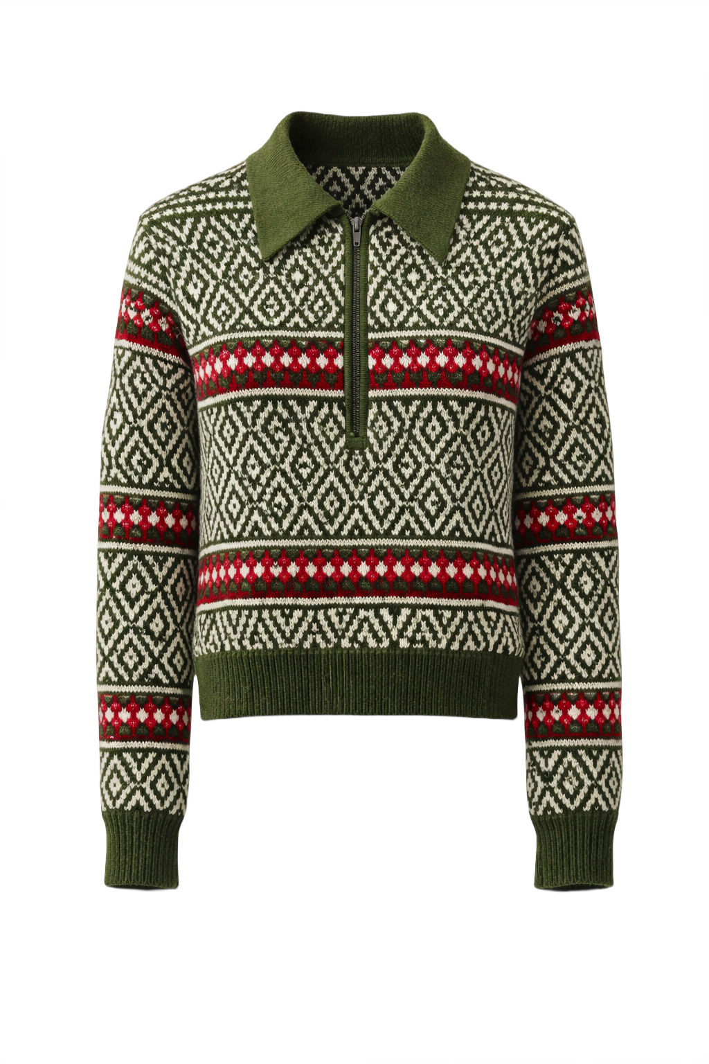 1960s Green Wool Sweater - Front View