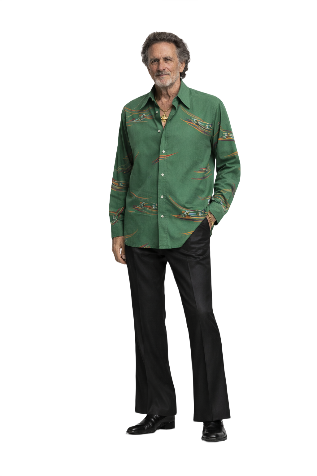 1970s Green Cotton Shirt - Model