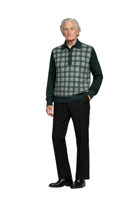 1970s Teal Wool Sweater - Model