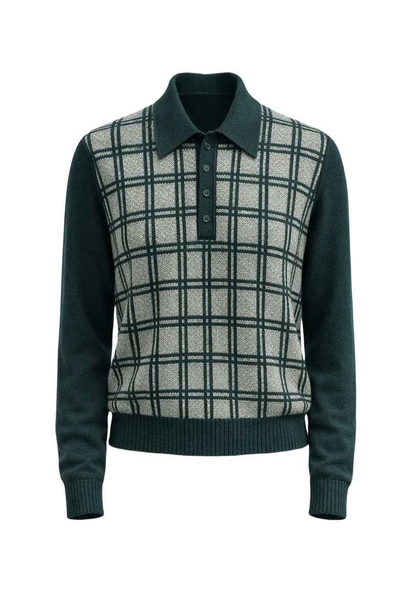 1970s Teal Wool Sweater - Front View