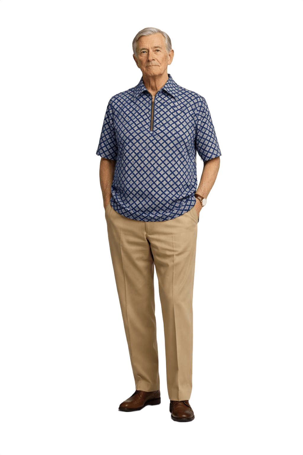 1960s Blue Polyester Shirt - Model