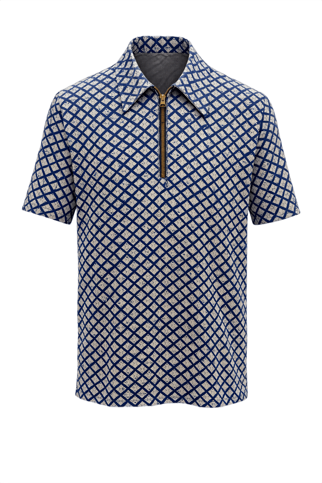 1960s Blue Polyester Shirt - Front View