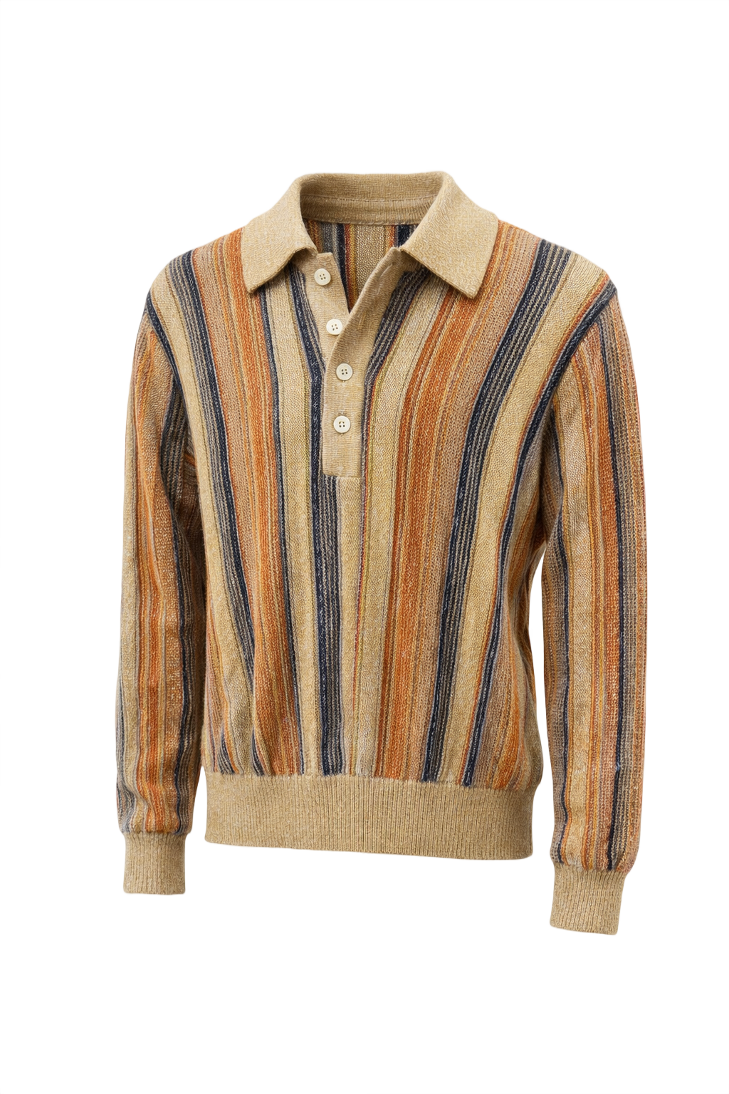 1960s Mustard Yellow Cotton Blend Sweater - Front View