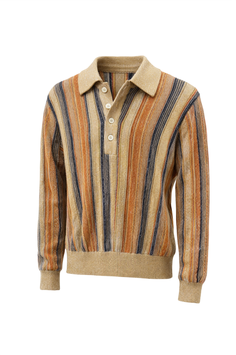 1960s Mustard Yellow Cotton Blend Sweater - Front View