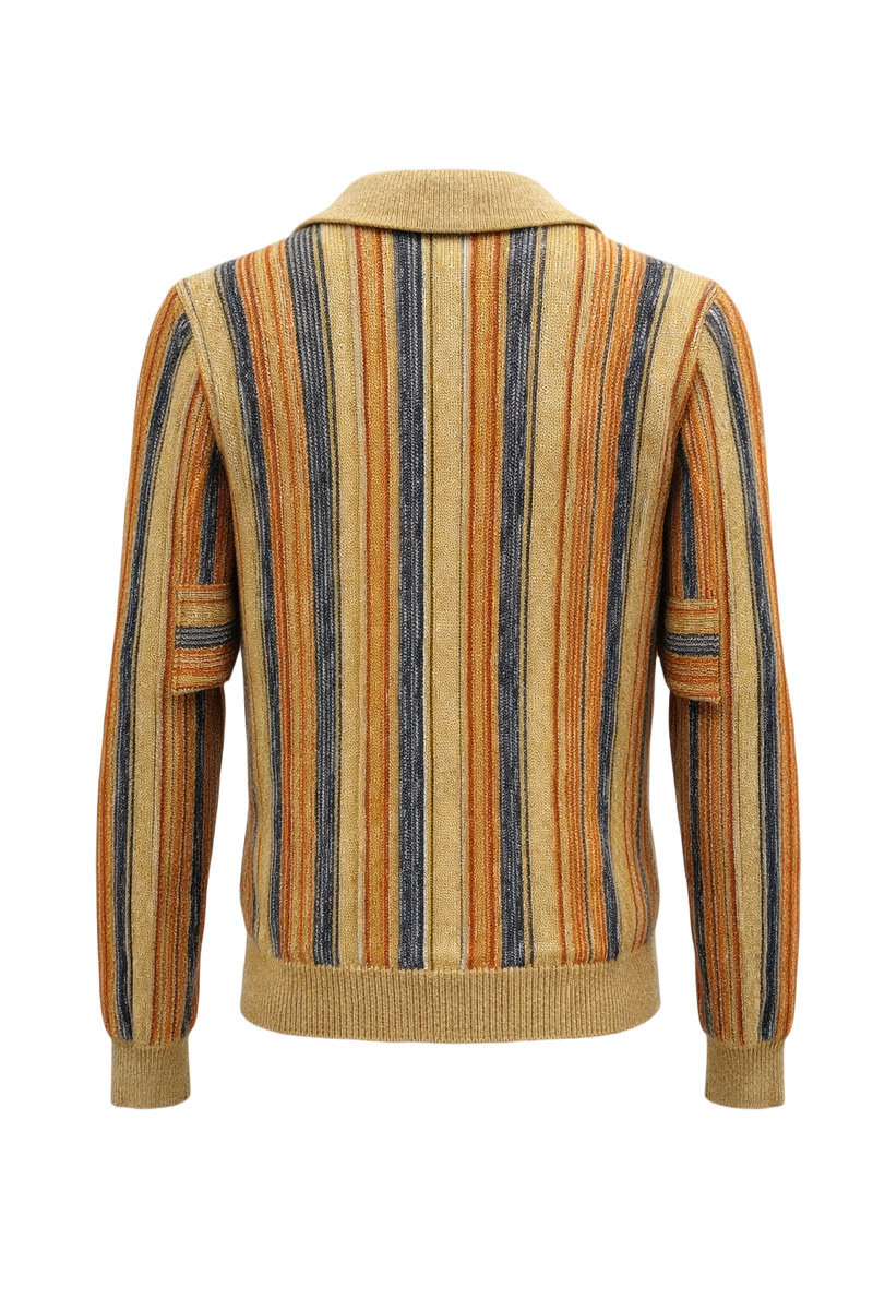 1960s Mustard Yellow Cotton Blend Sweater - Back View