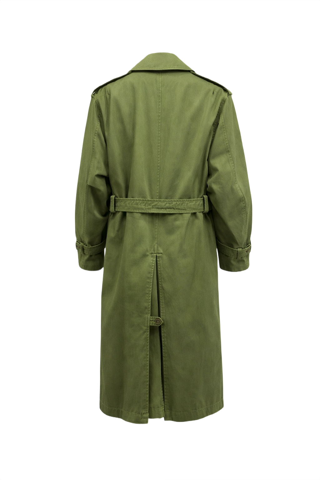 1940s Olive Green Cotton Trench Coat - Back View