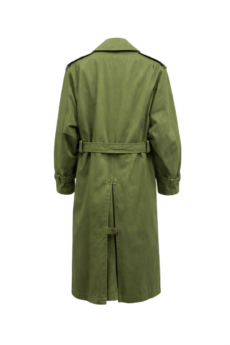 1940s Olive Green Cotton Trench Coat - Back View
