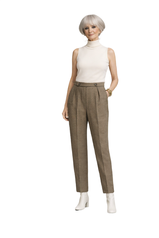 1960s Brown Tweed Wool Trousers - Model