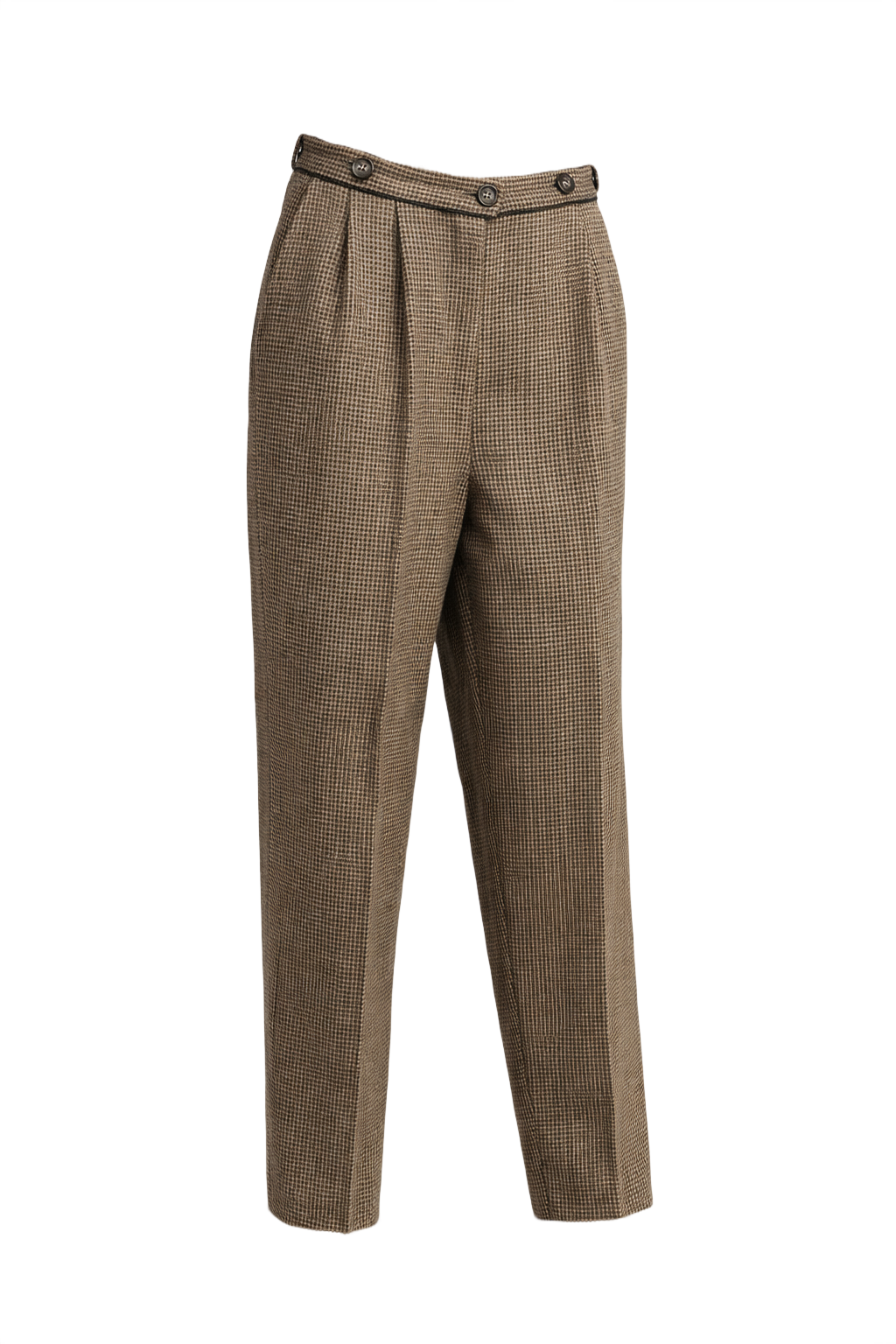 1960s Brown Tweed Wool Trousers - Front View