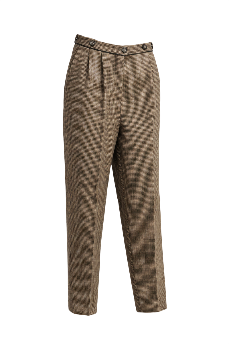 1960s Brown Tweed Wool Trousers - Front View