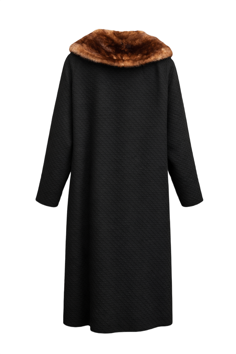 1960s Black Wool Coat - Back View