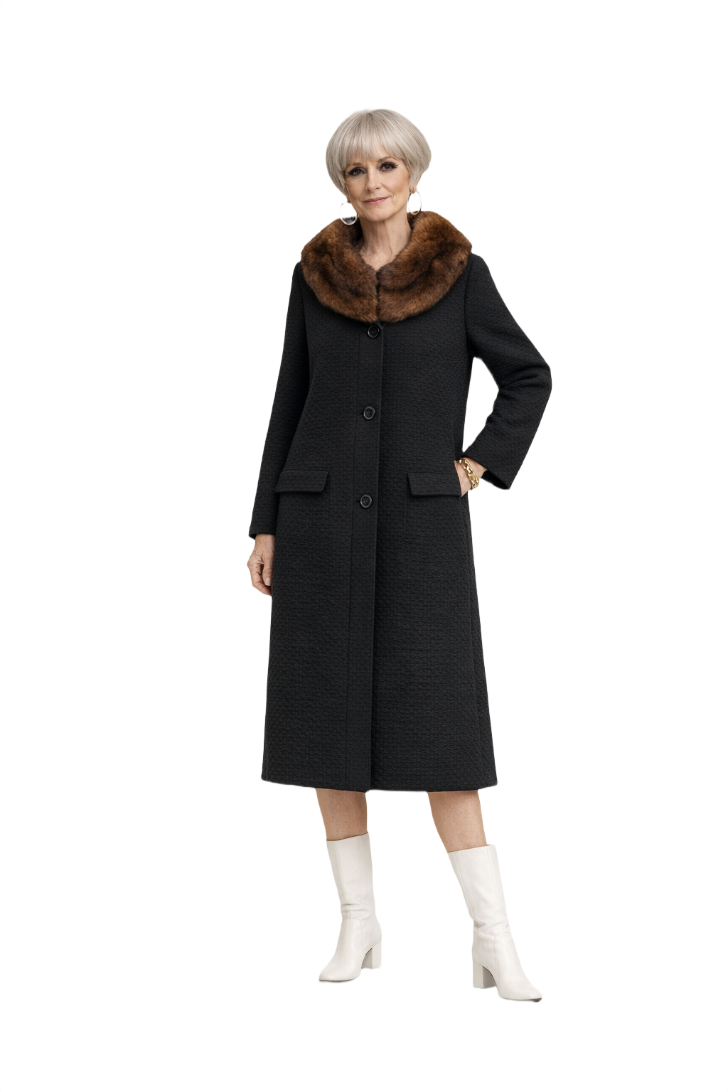 1960s Black Wool Coat - Model