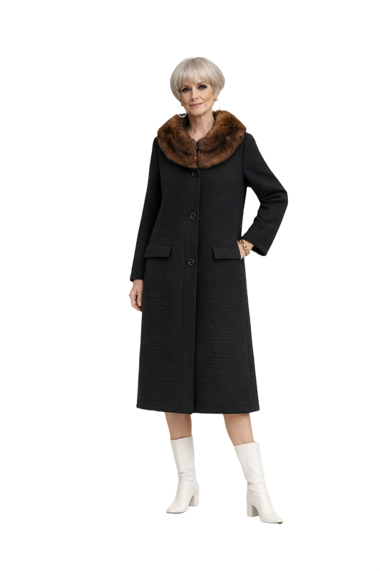 1960s Black Wool Coat - Model