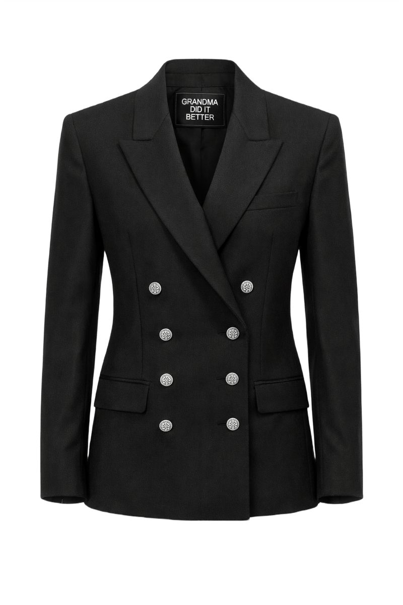 1940s Black Wool Blazer - Front View