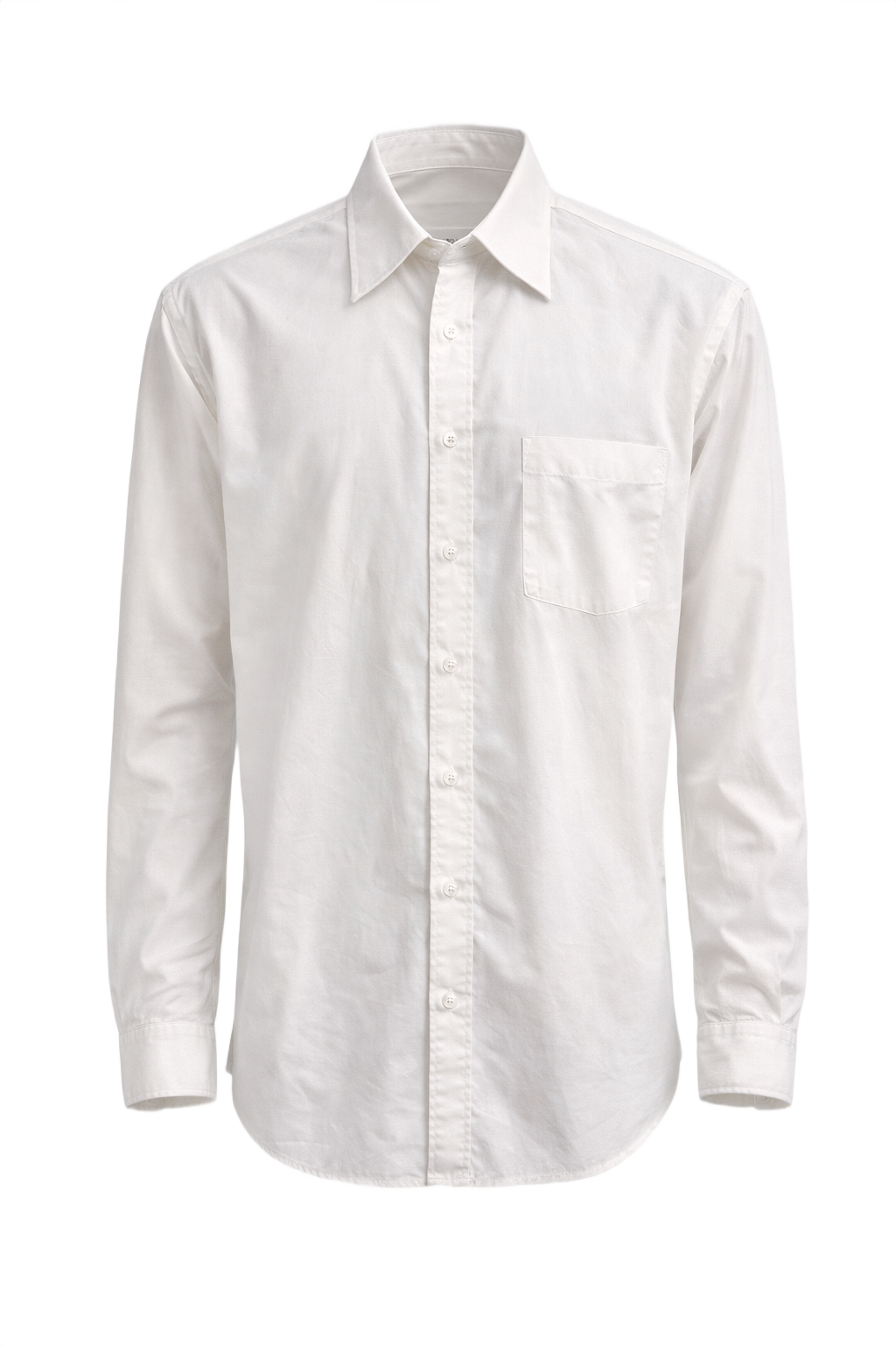 1990s White Cotton Dress Shirt - Front View