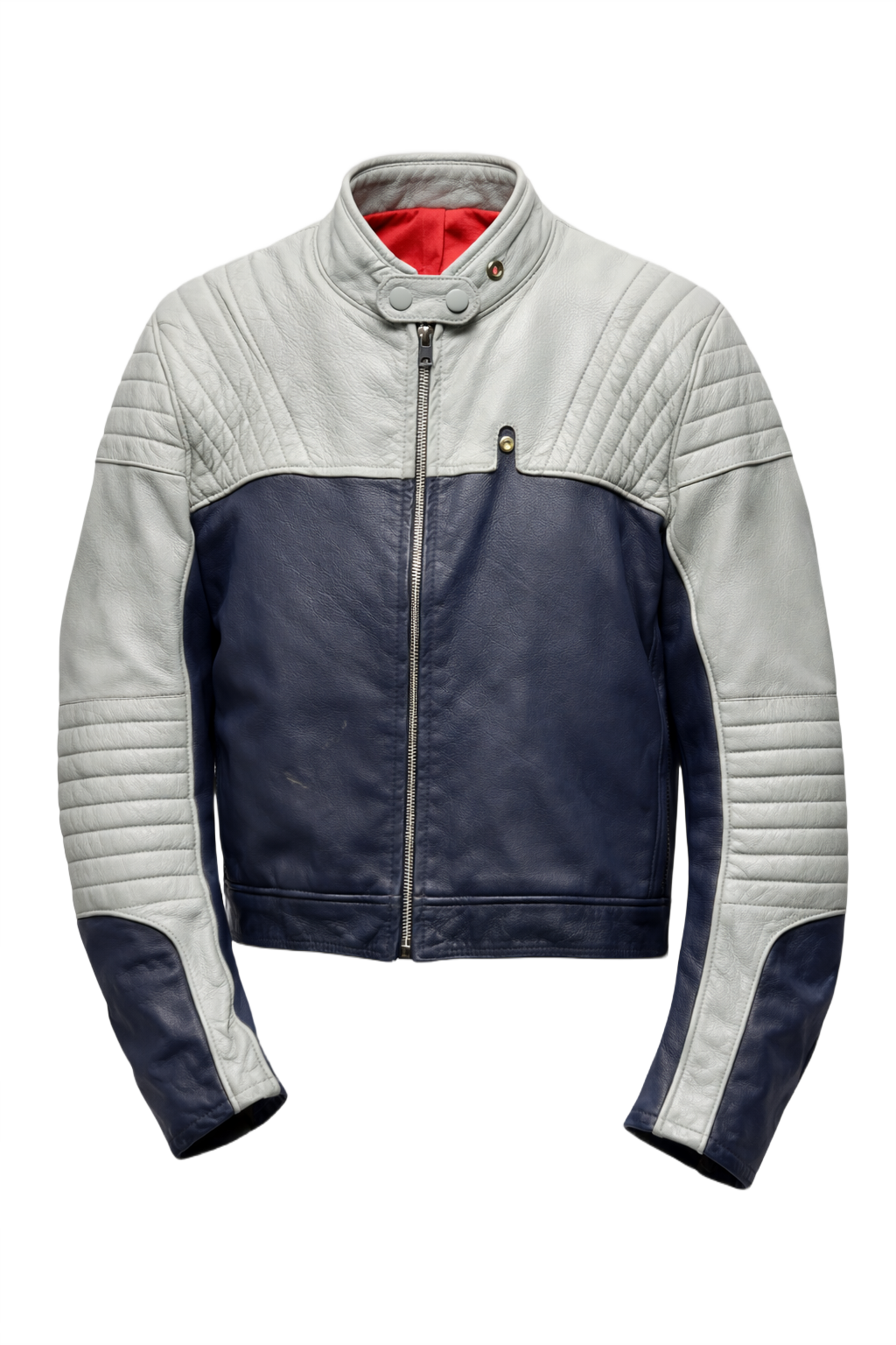 1990s Blue Leather Jacket - Front View