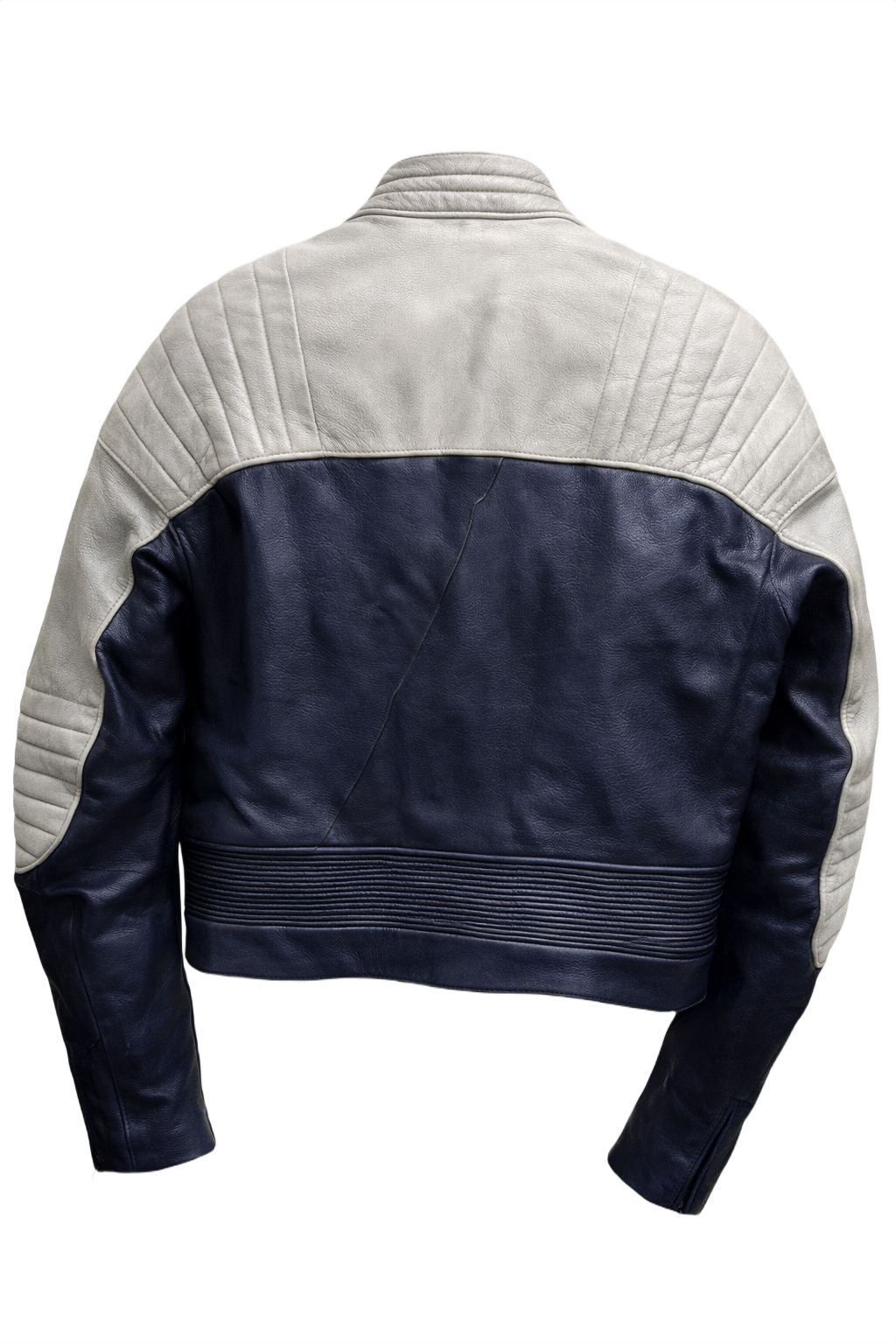 1990s Blue Leather Jacket - Back View