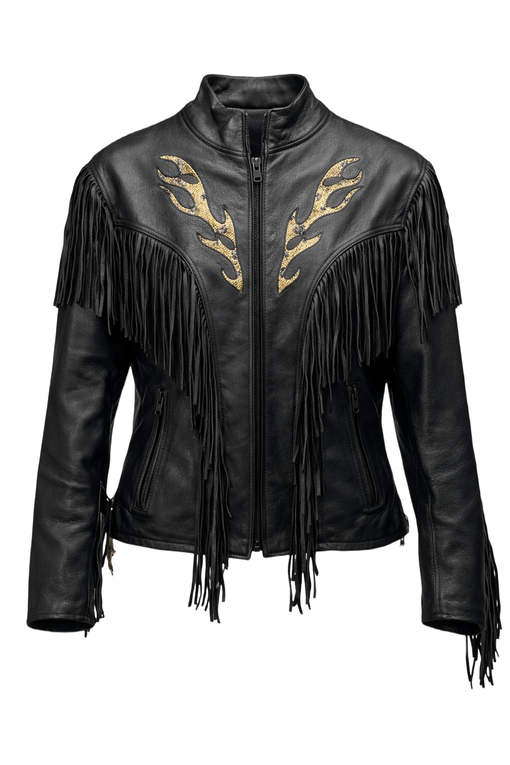 1990s Black Leather Jacket - Front View