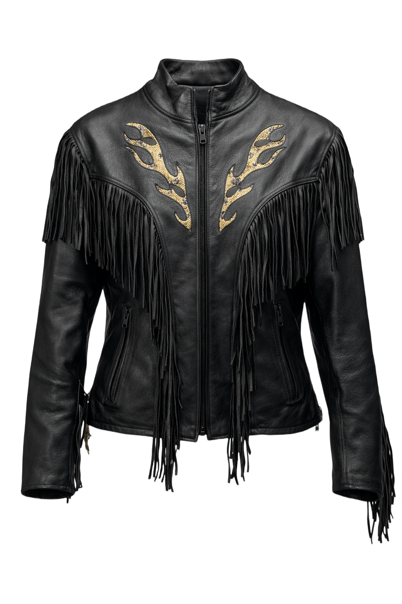 1990s Black Leather Jacket - Front View