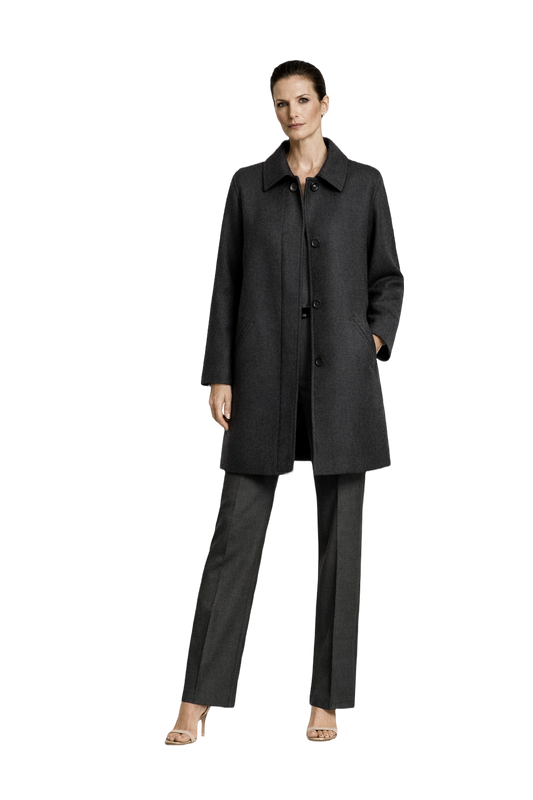 1990s Dark Charcoal Wool Coat - Model