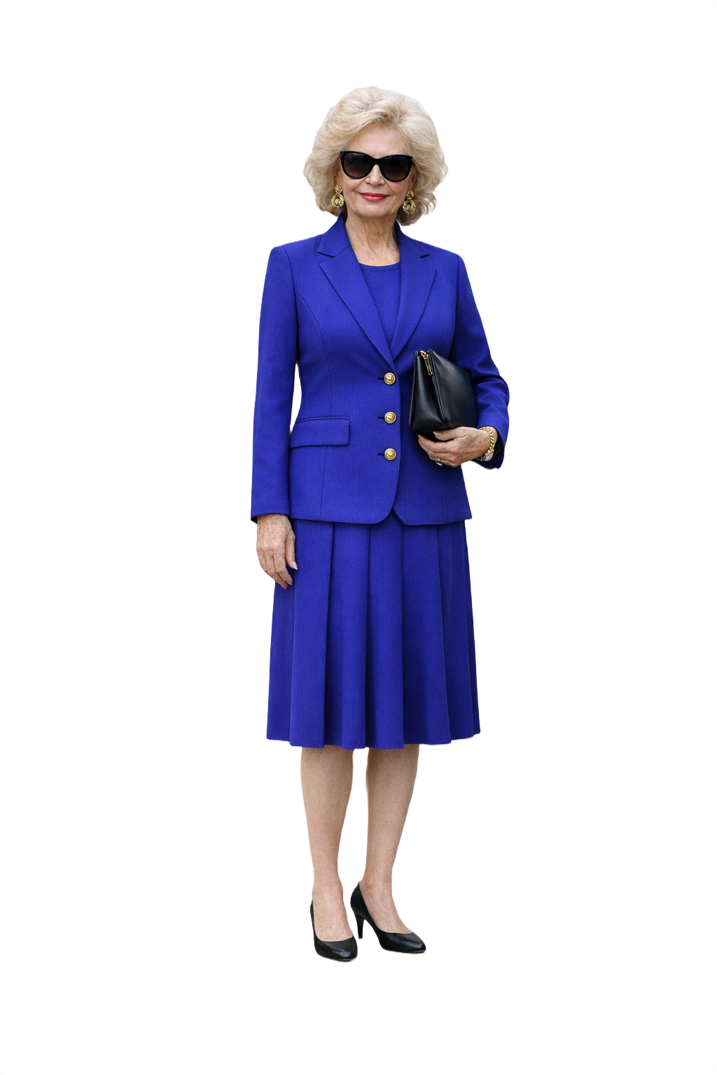 1980s Royal Blue Wool Power Suit - Model