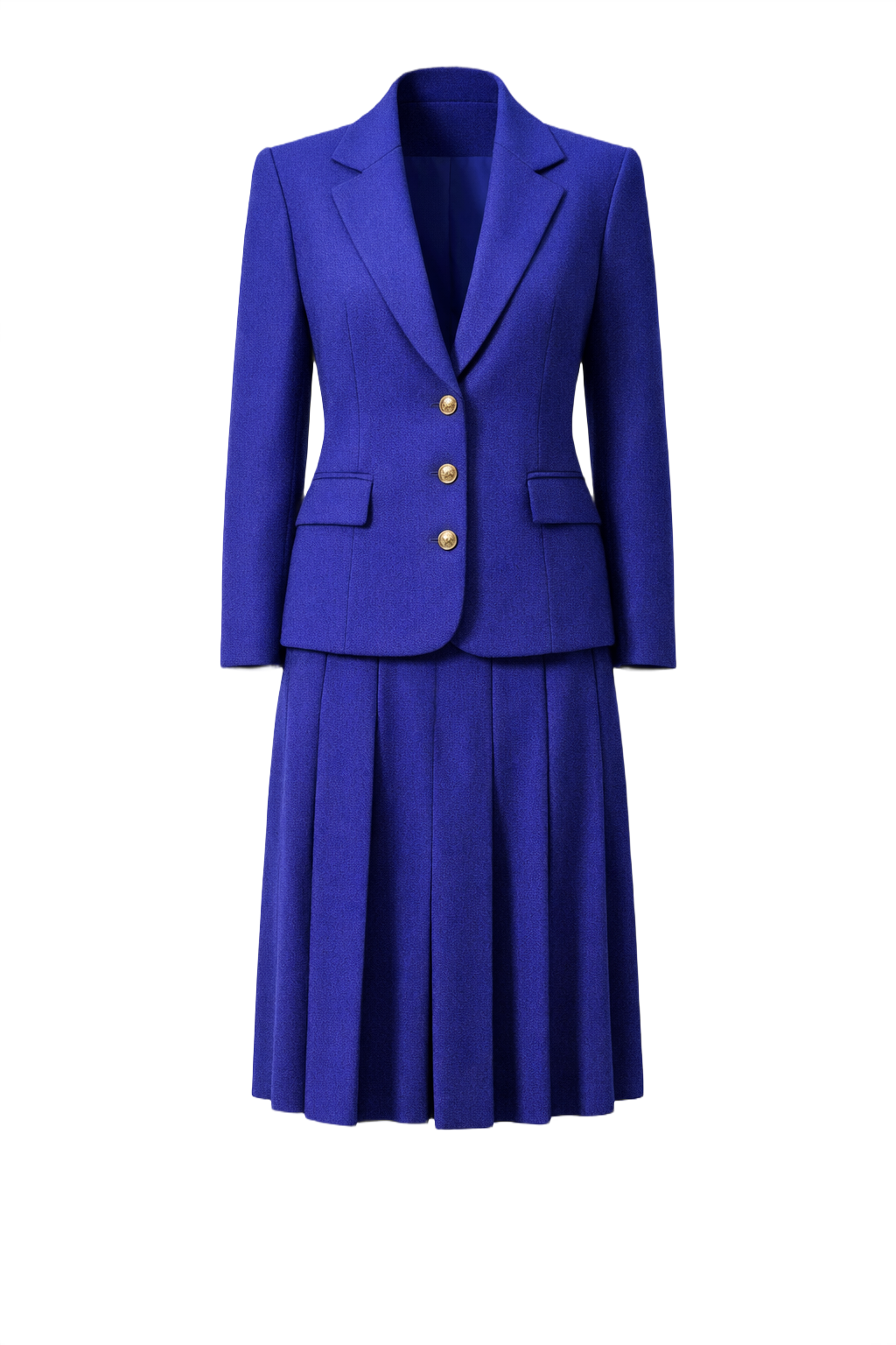 1980s Royal Blue Wool Power Suit - Front View