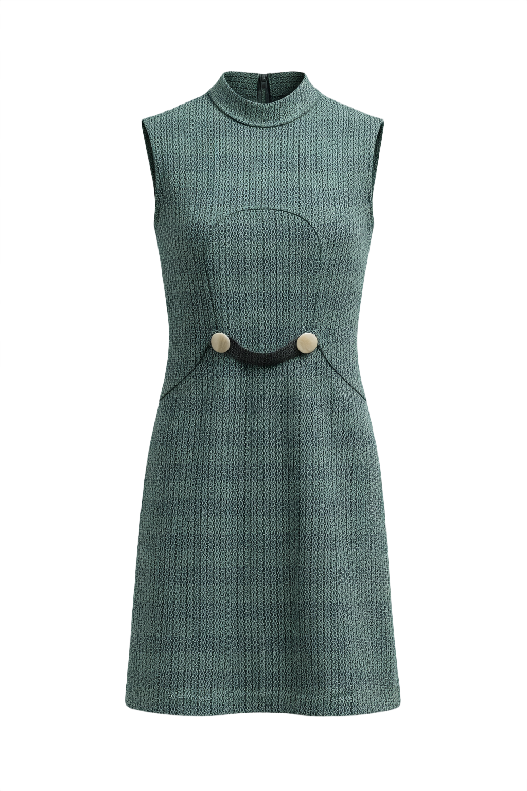 1960s Teal Shift Dress - Front View