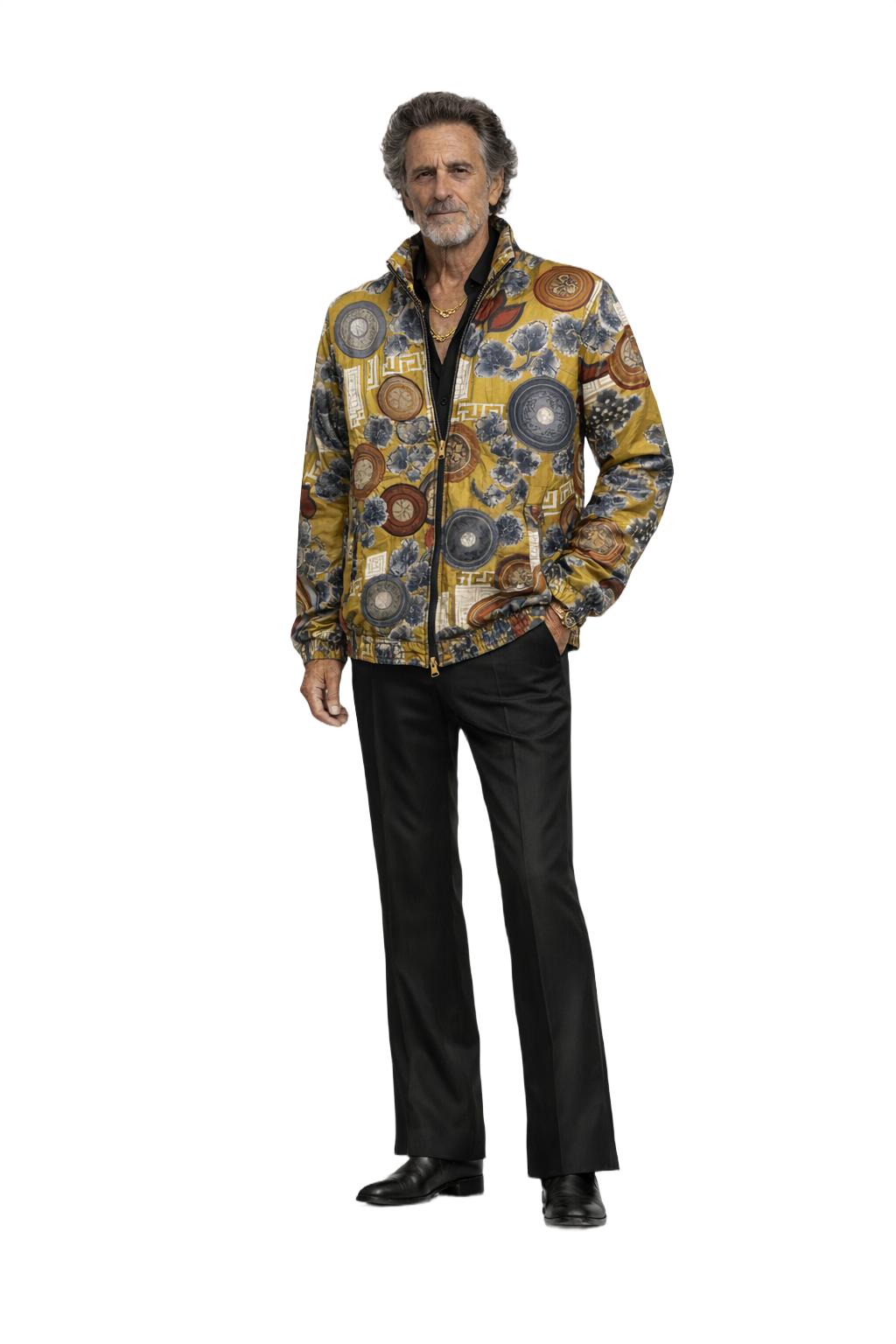 1970s Olive Green Synthetic Jacket - Model