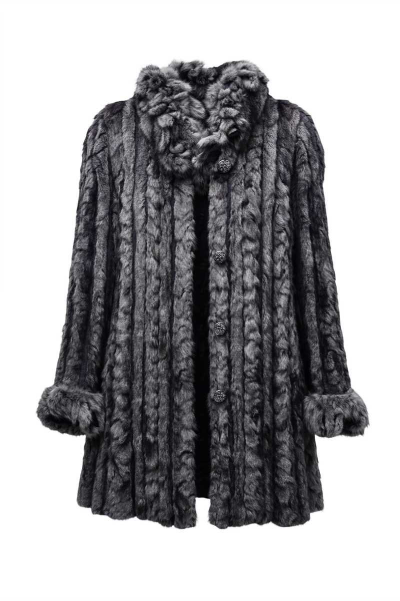1980s Grey Fur Coat - Front View