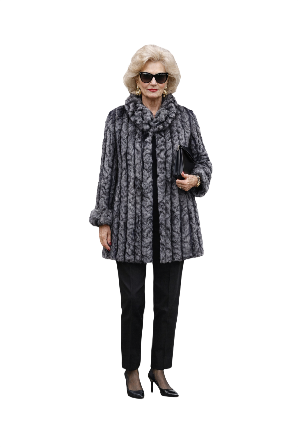 1980s Grey Fur Coat - Model