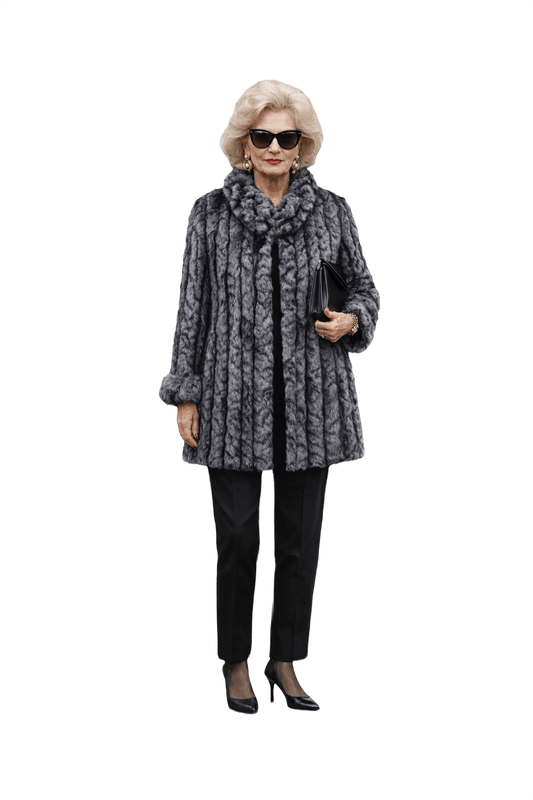 1980s Grey Fur Coat - Model
