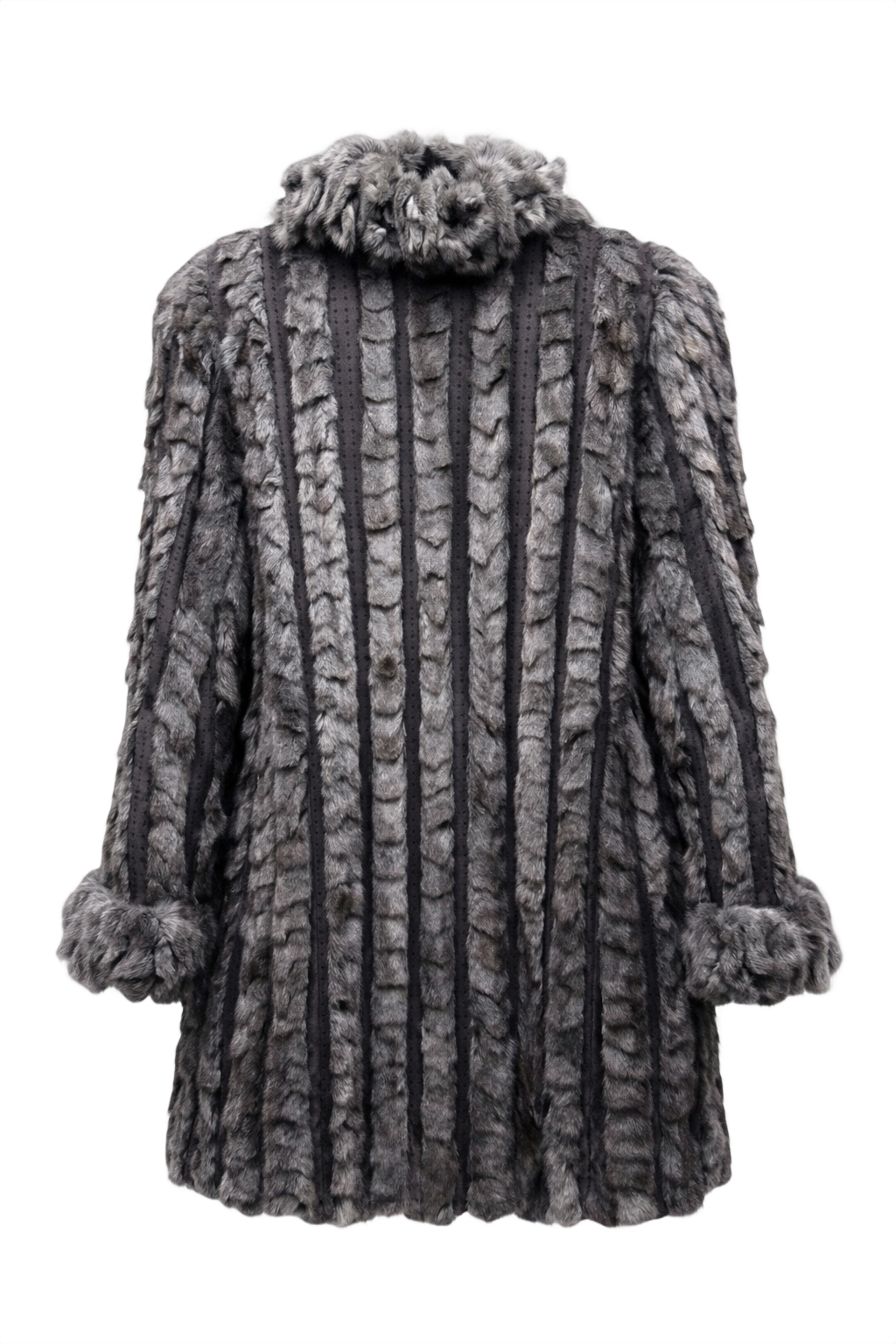 1980s Grey Fur Coat - Back View