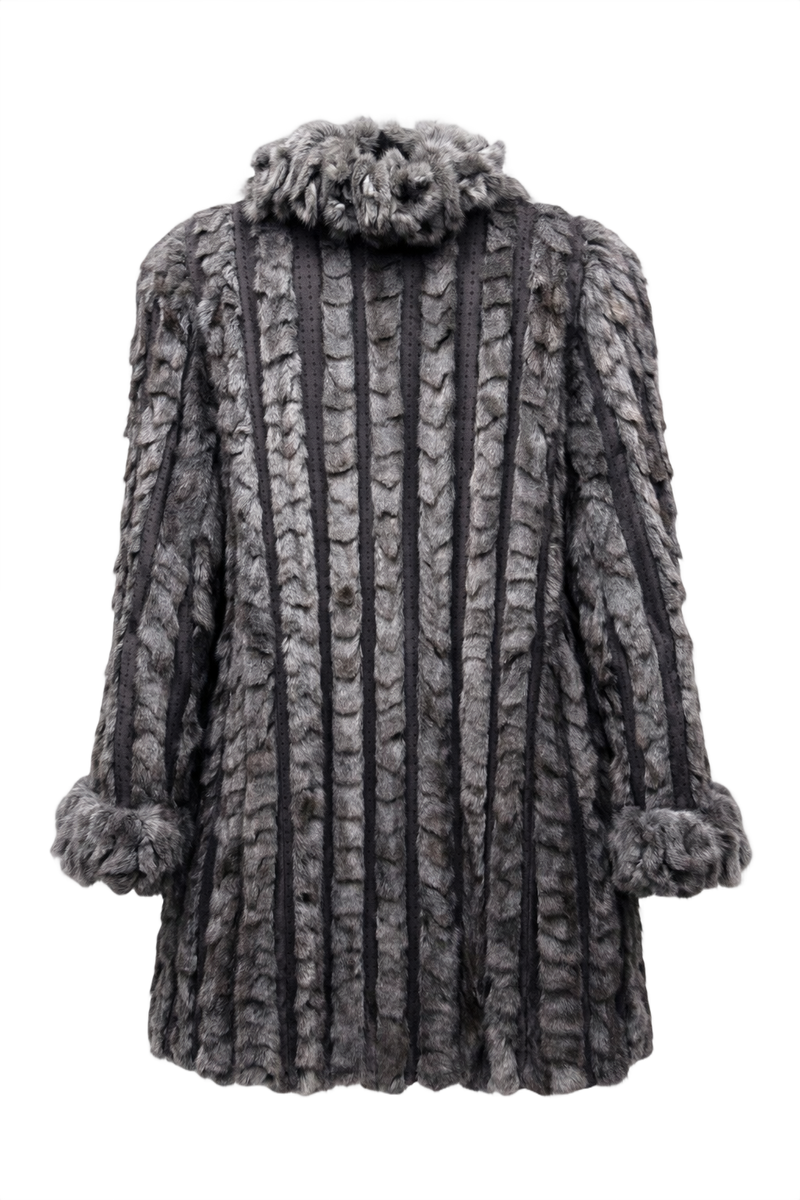 1980s Grey Fur Coat - Back View