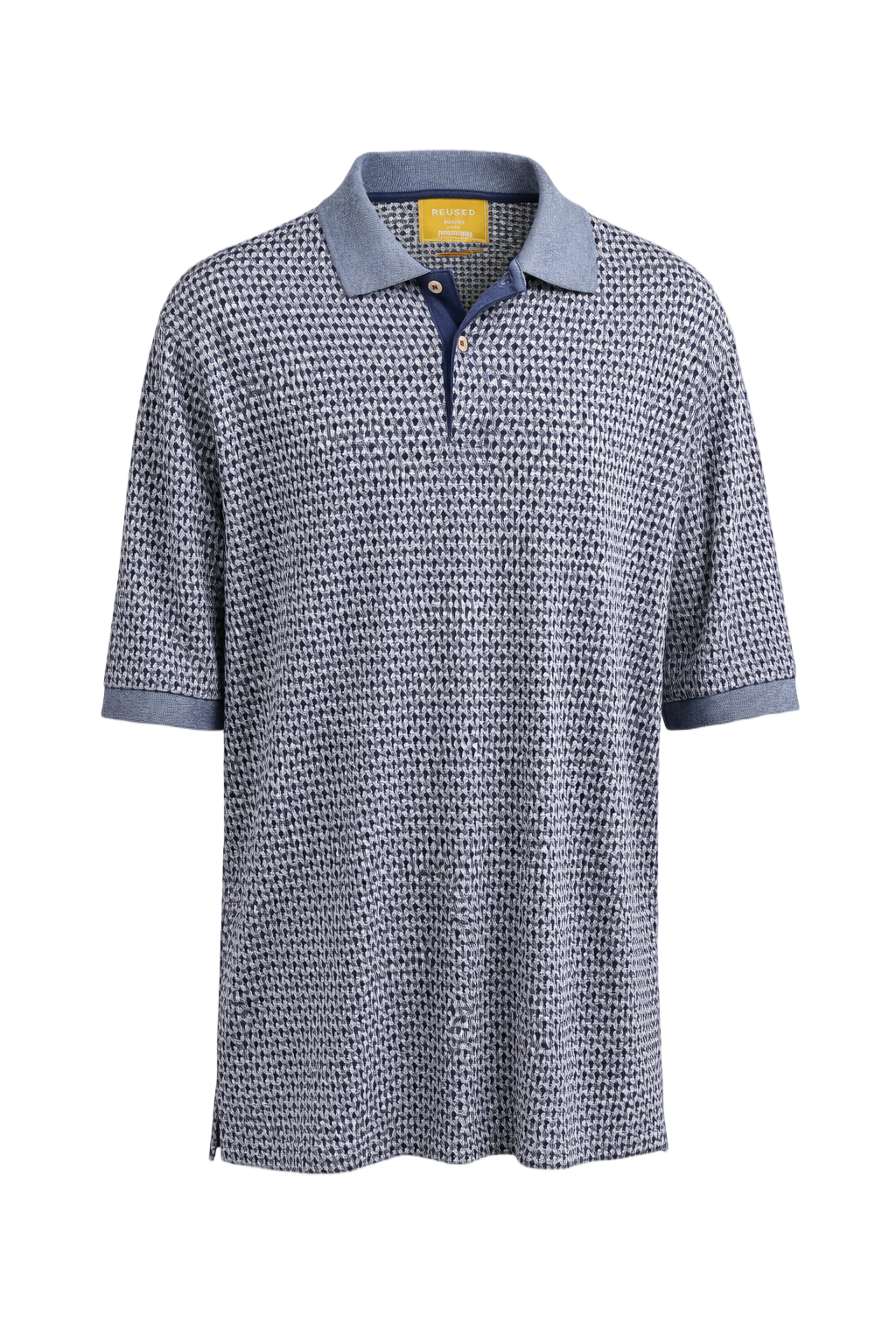 1980s Blue Woven Polo Shirt - Front View