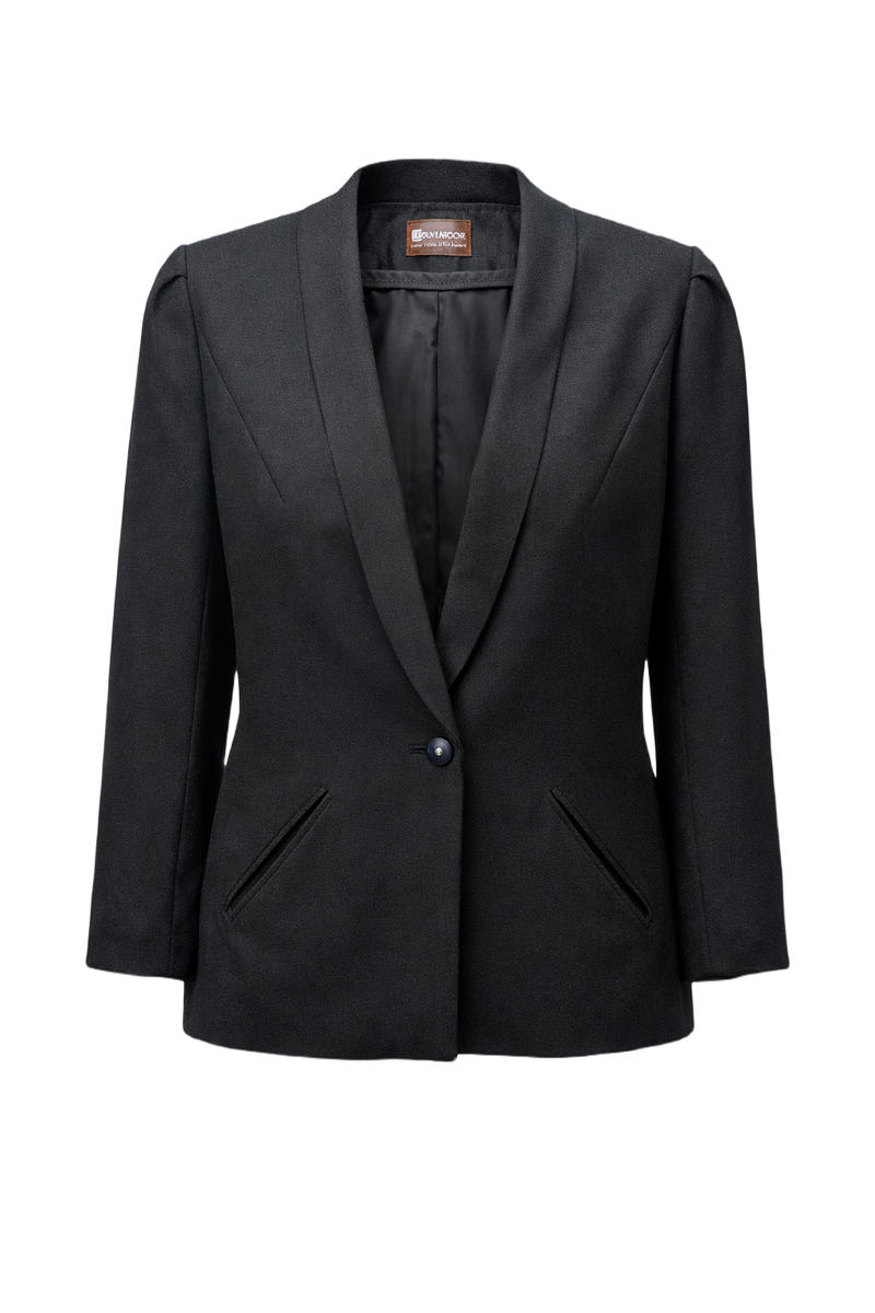 1980s Black Wool Blazer - Front View