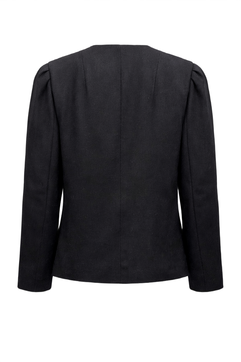 1980s Black Wool Blazer - Back View