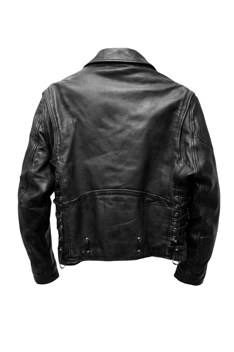 1990s Black Leather Medium Leather Jacket - Back View