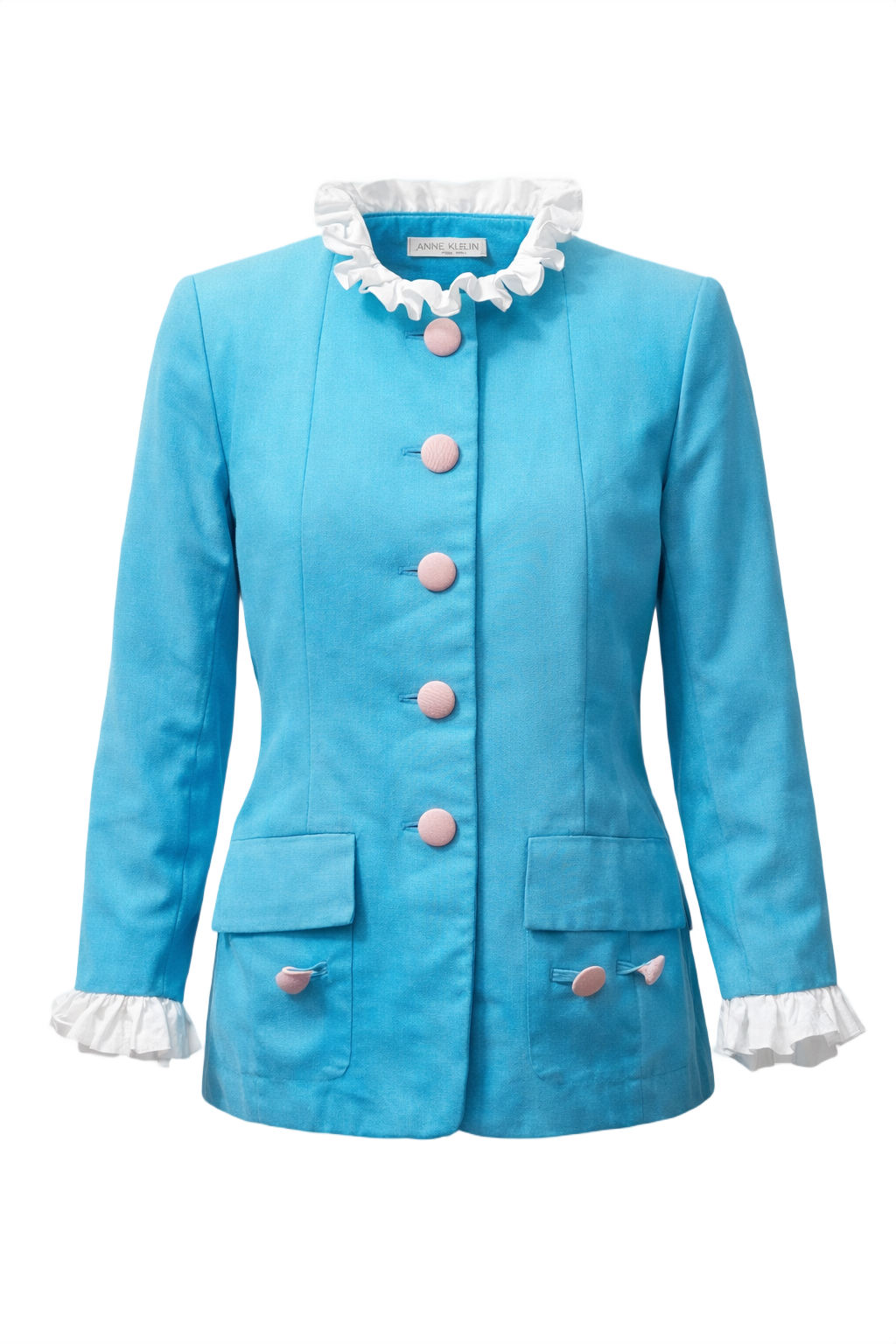 1980s Sky Blue Yves Saint Laurent Jacket - Front View