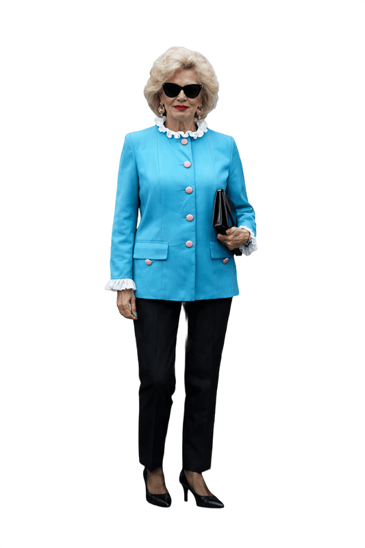 1980s Sky Blue Yves Saint Laurent Jacket - Model