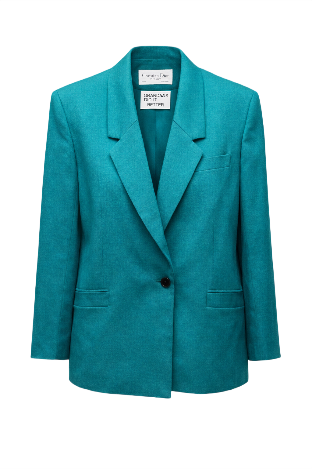 1980s Teal Wool Blazer - Front View