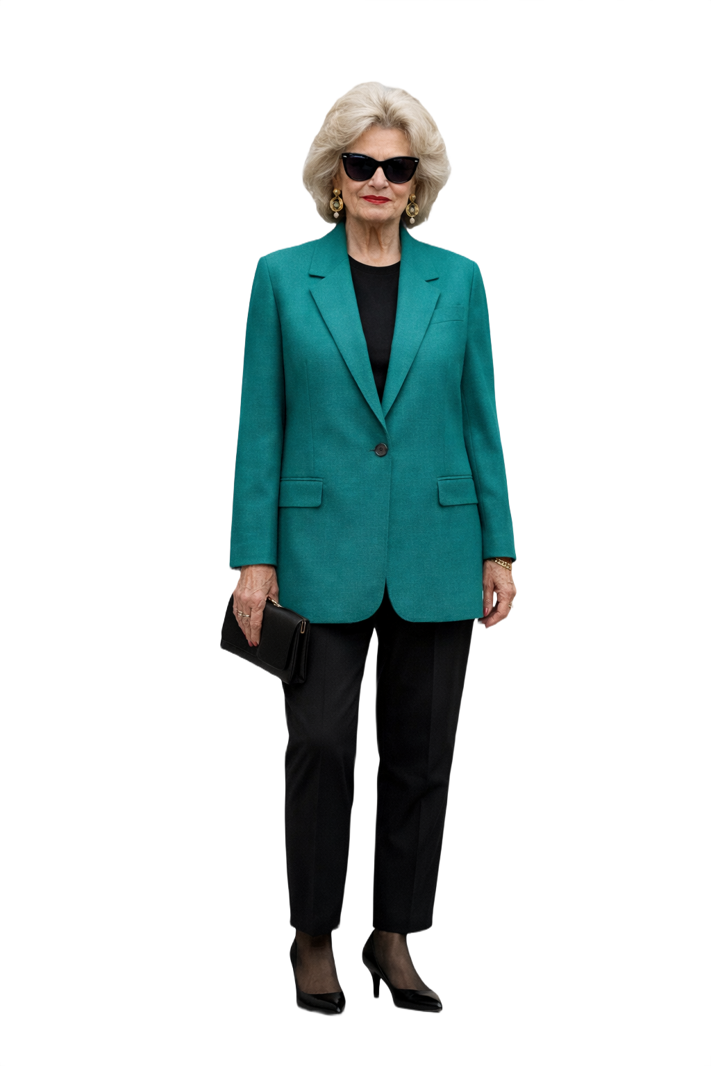 1980s Teal Wool Blazer - Model