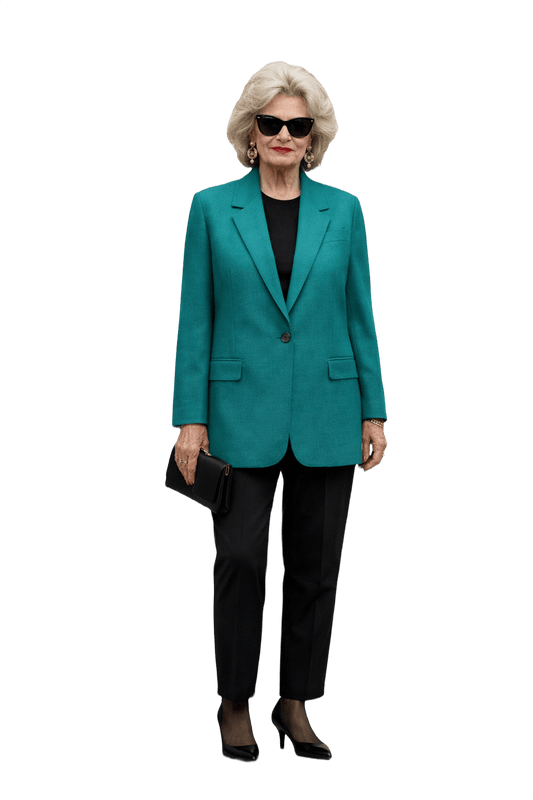 1980s Teal Wool Blazer - Model