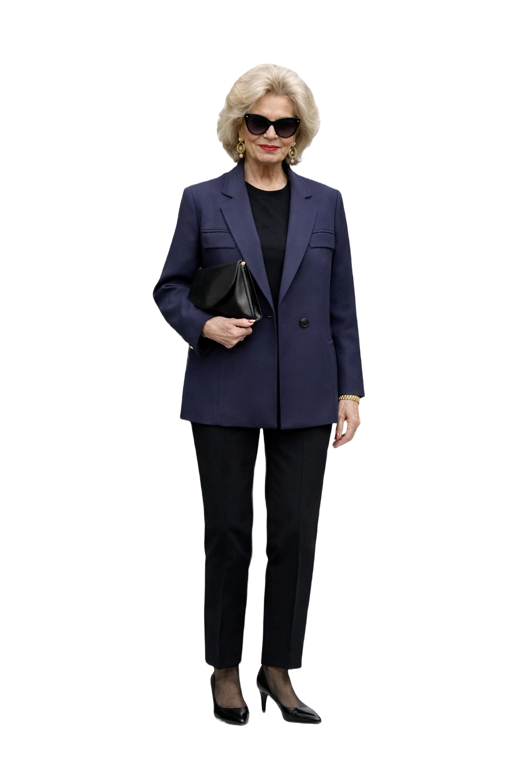 1980s Navy Blue Wool Blazer - Model