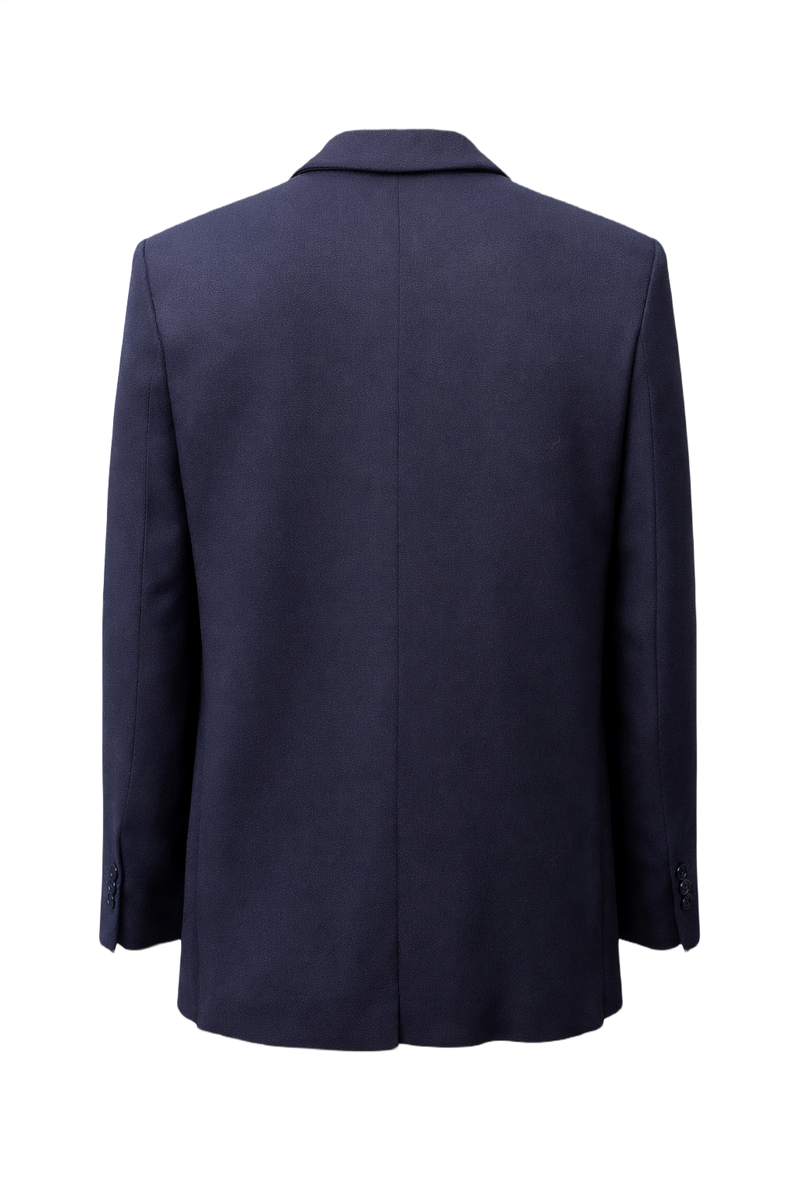 1980s Navy Blue Wool Blazer - Back View