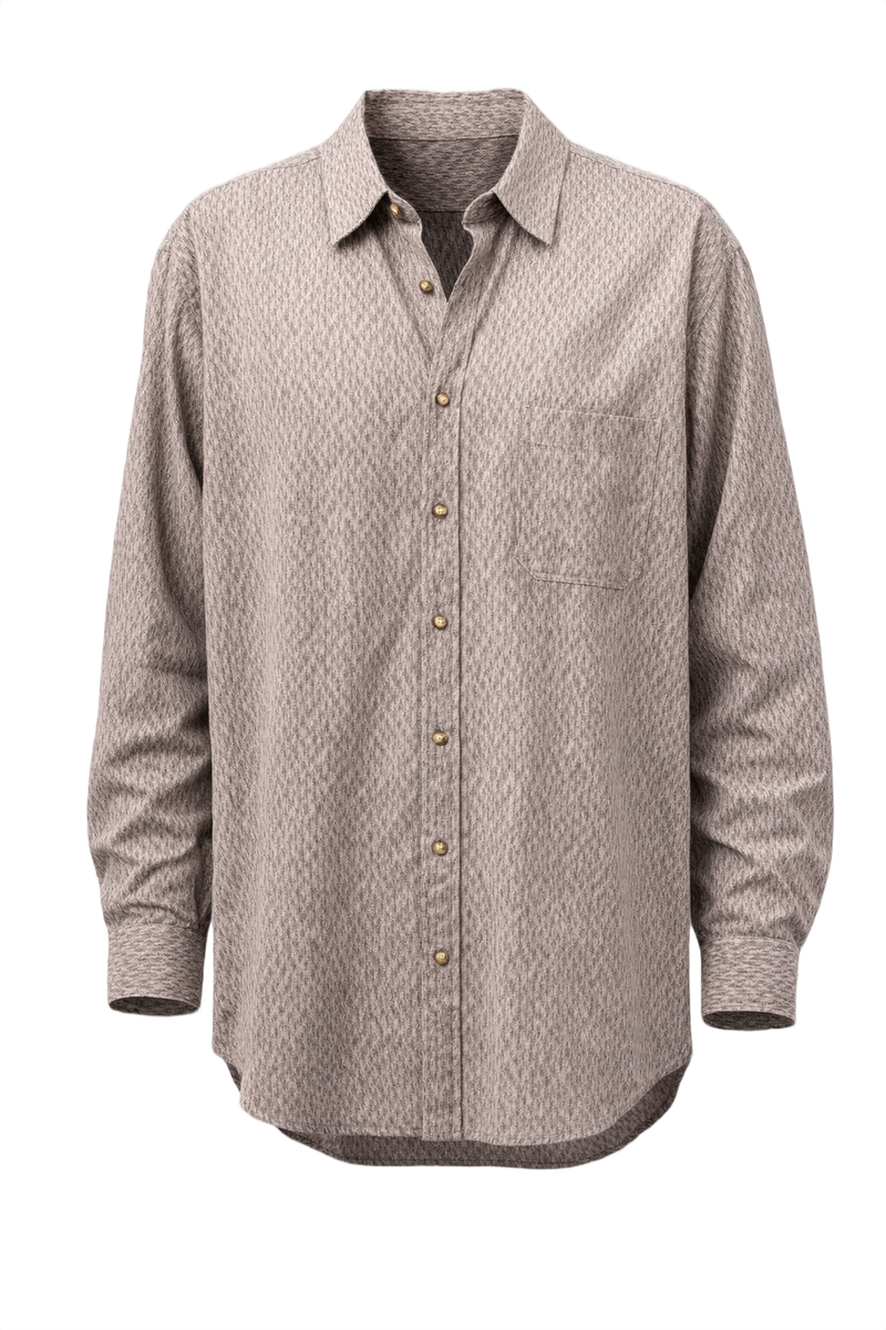 1980s Beige Cotton Shirt - Front View