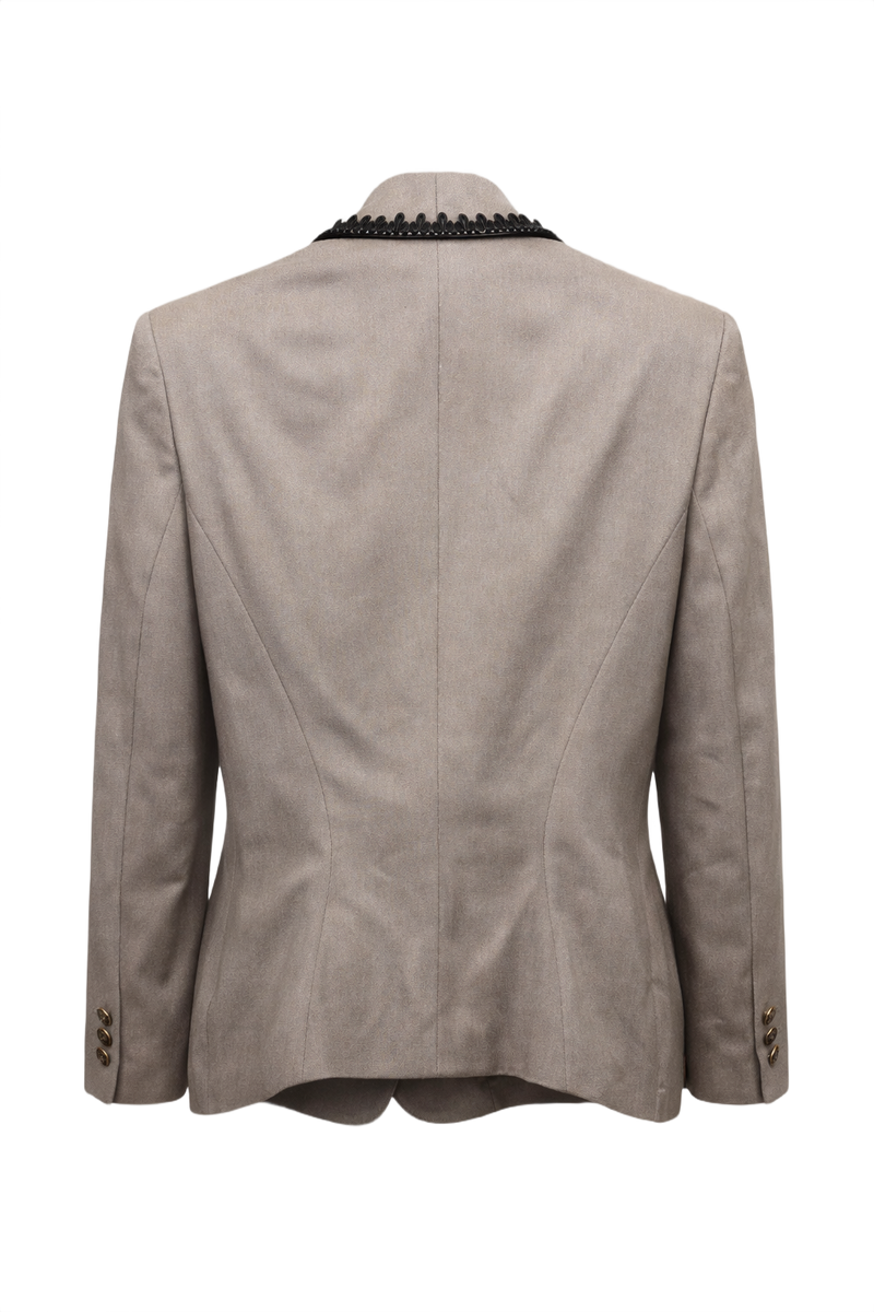 1980s Taupe Wool Blend Blazer - Back View