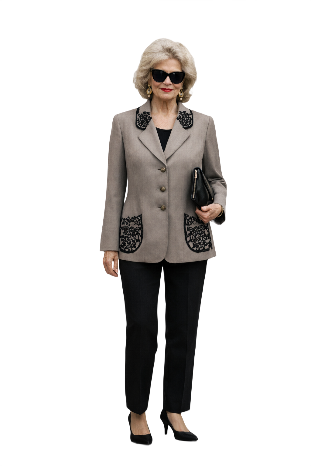 1980s Taupe Wool Blend Blazer - Model