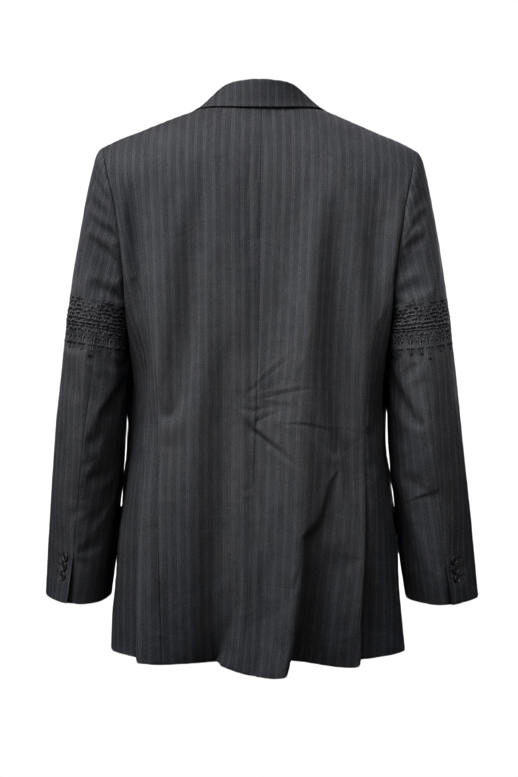 1990s Charcoal Grey Wool Blend Blazer - Back View